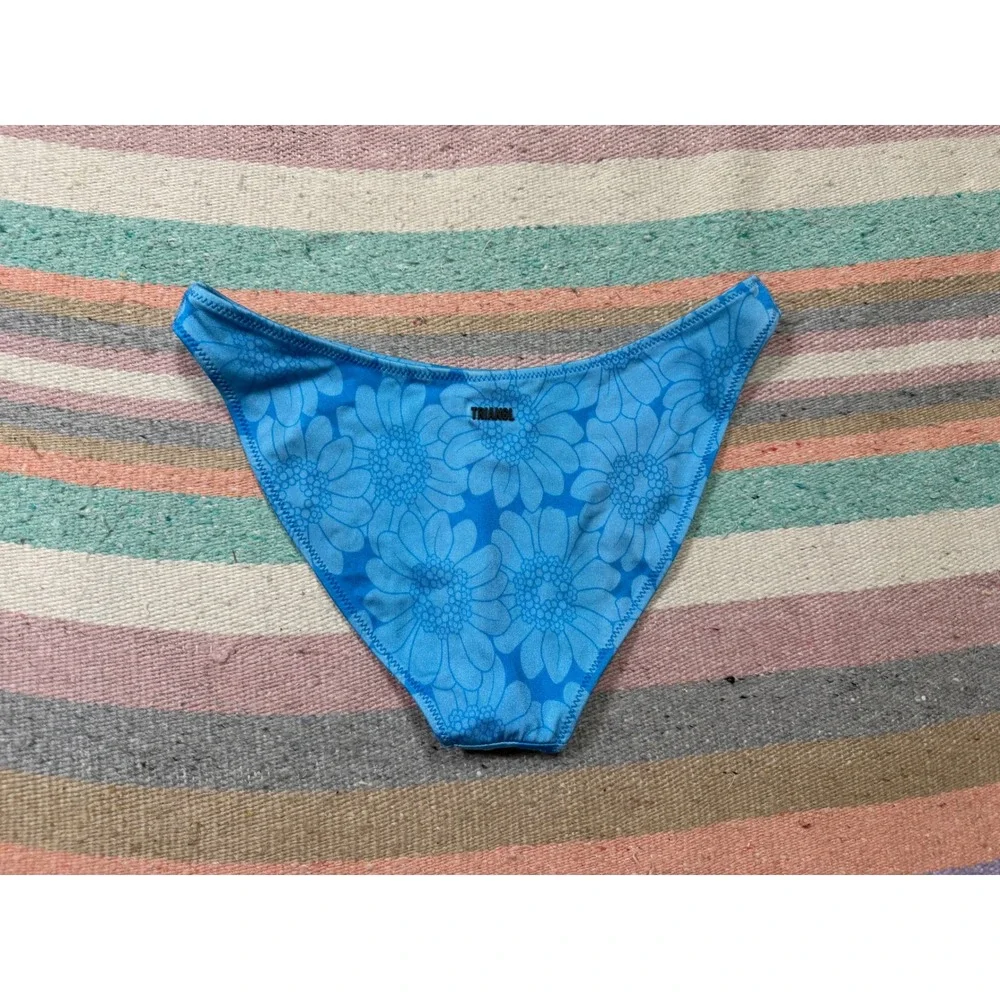 Triangl Blue Floral Bikini Bottoms Medium Swim Bottoms Beach Pool